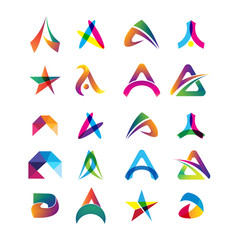 20 Set of abstract A Logo - Vibrant and Colorful Icons Logos