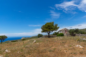 Fototapeta premium Small church and land in Zakynthos City, Greece