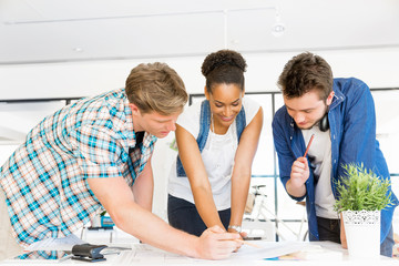 Young office workers or students as a team