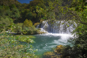 Naklejka na ściany i meble Waterfalls of Krka national park,Croatia 
