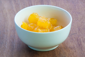 Bowl of sweet potato soup. Asian style dessert soup