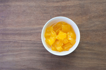 Bowl of sweet potato soup. Asian style dessert soup