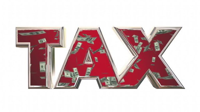 Tax Word Money Falling Fees Income 3d Animation