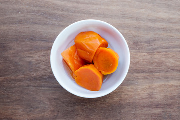 Bowl of sweet potato soup. Asian style dessert soup