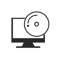 monitor computer with button audio menu vector illustration design
