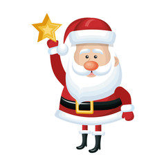 santa claus cartoon with gold star. christmas season symbol. vector illustration