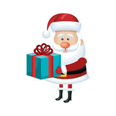 santa claus cartoon with gift box. christmas season symbol. vector illustration