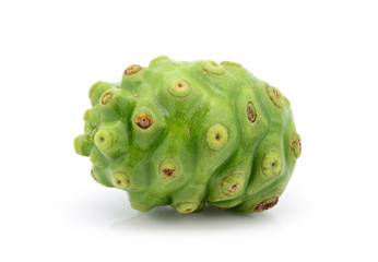 Fresh noni fruit on white