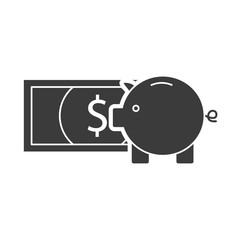 piggy savings with business icon vector illustration design