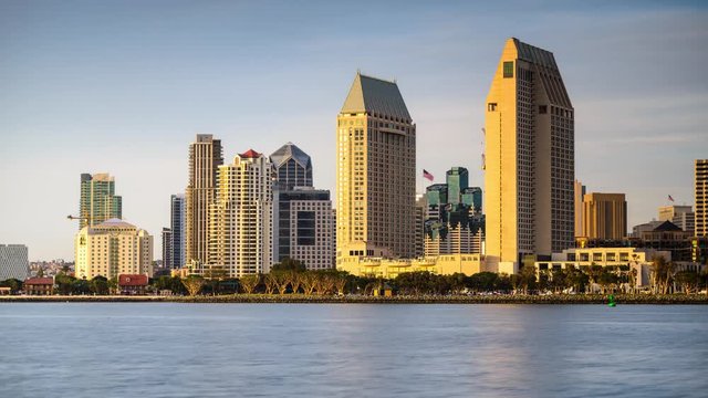 San Diego, California, USA skyline time lapse.