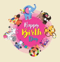Obraz na płótnie Canvas Birthday card with cute animal