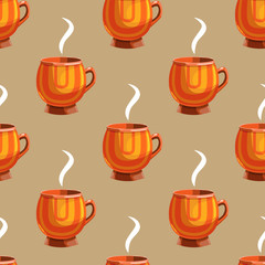 Seamless pattern with cartoon mugs-9