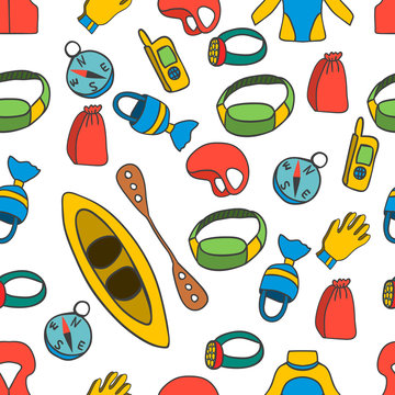 seamless pattern with equipment for kayaking-4