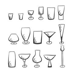 Set of doodle vector stemware-4