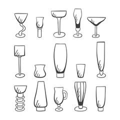 Set of doodle vector stemware-3