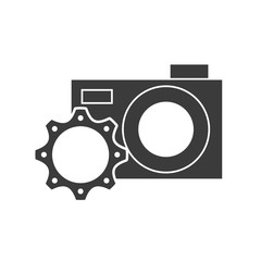 camera photographic with business icon vector illustration design