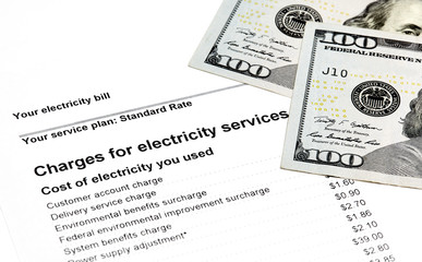 Residential Electricity Bill with US Currency