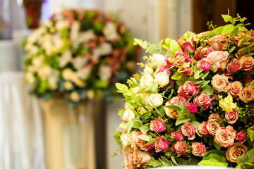 Concept, restaurant with elegant floral composition design