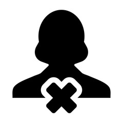 Delete, Remove, User, Woman, Profile, Avatar Glyph Vector Icon illustration