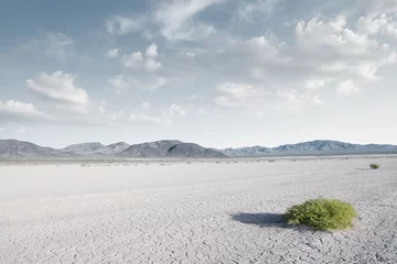 Papier Peint photo Sécheresse vue panoramique sur le désert sec dans la vallée de la mort avec quelques montagnes à l& 39 arrière