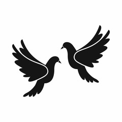 Wedding doves in simple style isolated on white background vector illustration