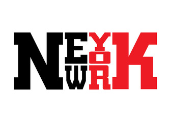 T shirt typography graphics New York. Athletic style NYC. Fashion stylish print for sports wear. Black white red emblem. Template for apparel, card, label, poster. Symbol big city. Vector illustration