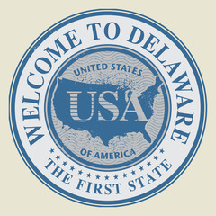 Grunge rubber stamp with text Welcome to Delaware