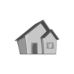 One storey house icon in black monochrome style isolated on white background. Building symbol vector illustration