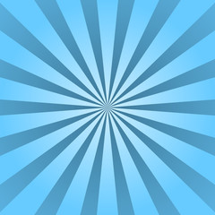 Blue rays poster. Popular ray star burst background television vintage. Dark-blue and light-blue abstract texture with sunburst, flare, beam. Retro art design. Glow bright pattern. Vector Illustration