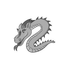 Dragon icon in black monochrome style isolated on white background. Animal symbol vector illustration