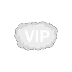 Sign VIP in the cloud icon in black monochrome style isolated on white background. Label symbol vector illustration