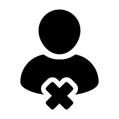 Delete, Remove, User, Account, Avatar, Profile Glyph Vector Icon illustration