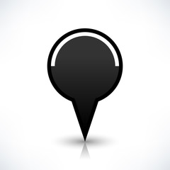 Black map pin icon flat round location sign