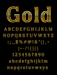 3d illustration of shine gold letter on black background