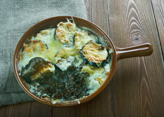 Greek moussaka with lentils