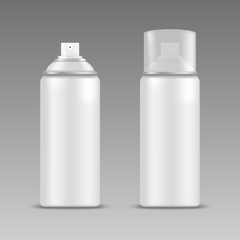 Realistic white blank spray bottles. Mock up, cosmetic package