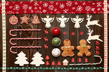 Christmas homemade decoration flat lay