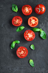 Fresh cherry tomatoes and basil