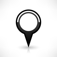 Black map pin icon flat round location sign