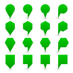 Green map pin sign flat location icon web button