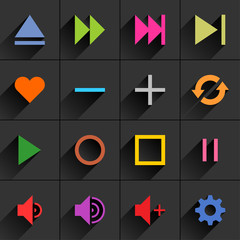 Color media control sign flat icon