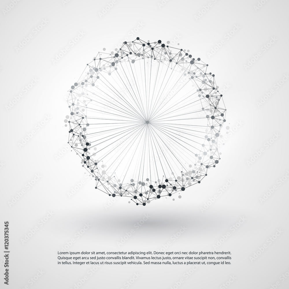 Poster abstract cloud computing and global network connections concept design with transparent geometric me