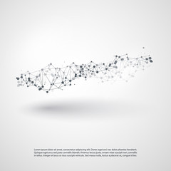 Abstract Cloud Computing and Global Network Connections Concept Design with Transparent Geometric Mesh, Wireframe Wave - Illustration in Editable Vector Format