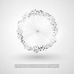 Abstract Cloud Computing and Global Network Connections Concept Design with Transparent Geometric Mesh, Wireframe Ring - Illustration in Editable Vector Format
