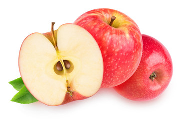 Two and a half isolated red apples
