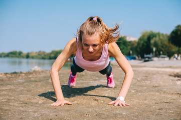 Running girl on the beach
