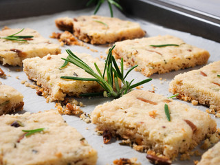 Freshly baked cookies with rosemary