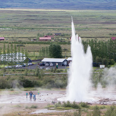 Impressive eruption of the biggest active geysir, Strokkur, with
