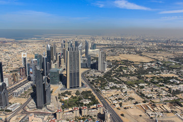 Naklejka na ściany i meble Image top view of Dubai city,City business of UAE