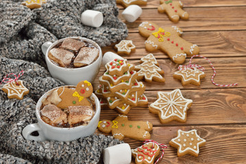 Hot chocolate and Christmas gingerbread men